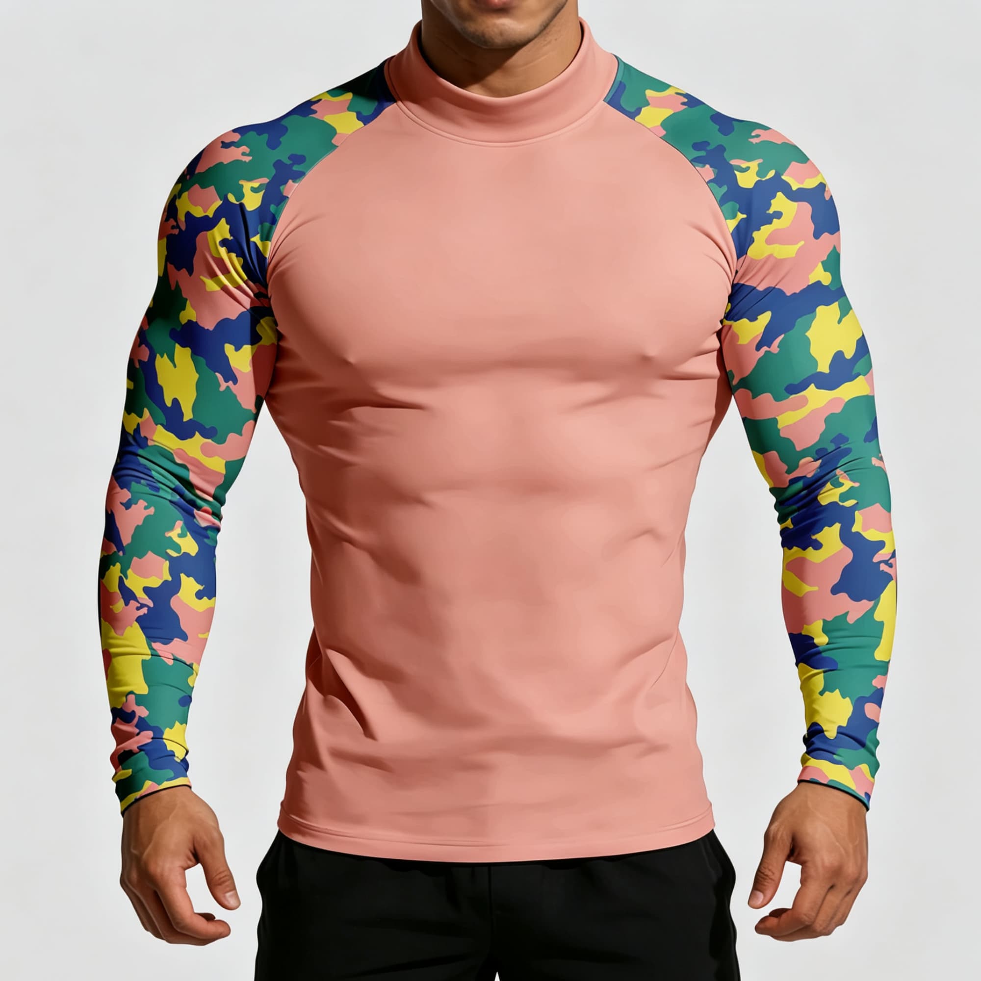 Men Pastel Camouflage Print Mo - Base Layer Top 评论和价格