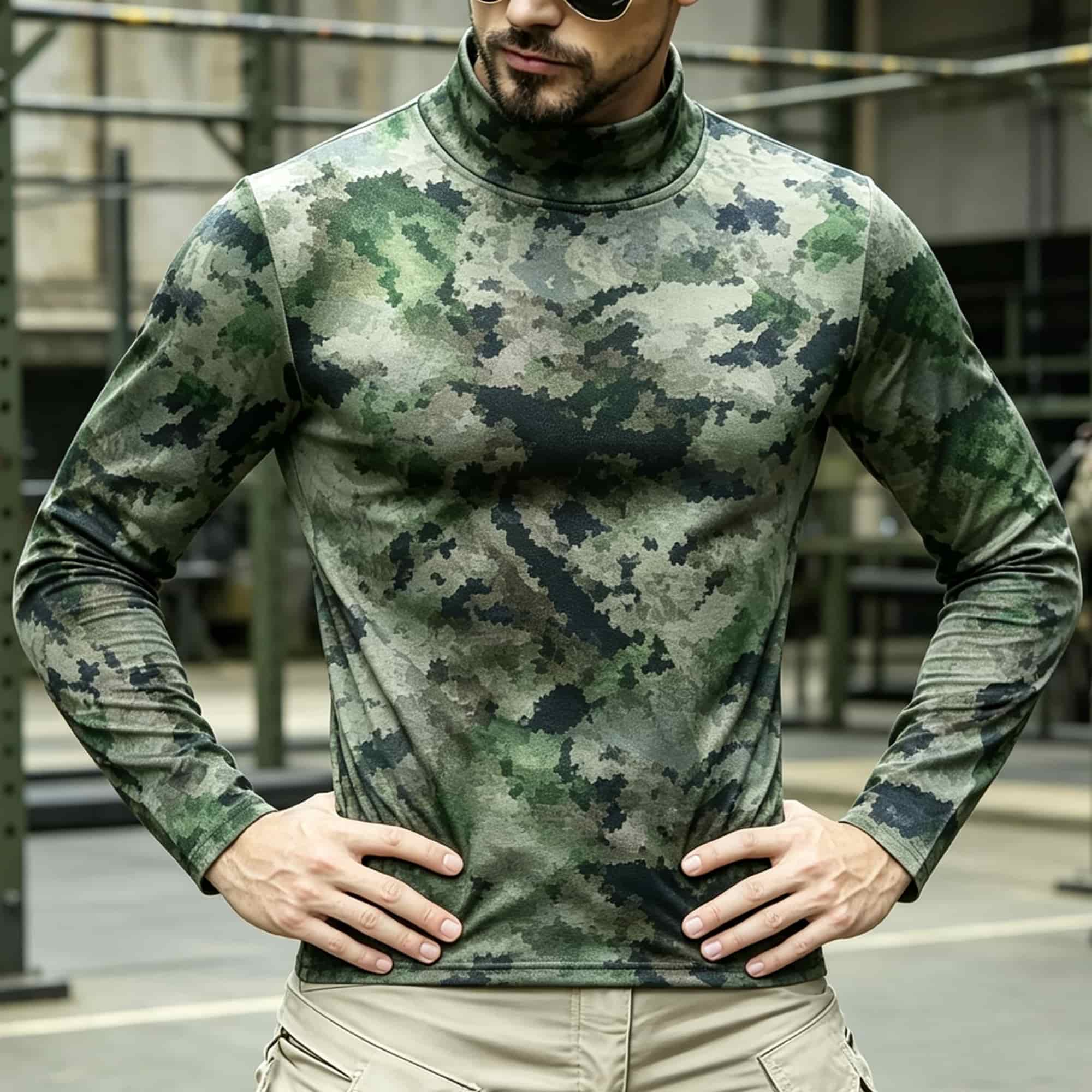 Men Tactical Camouflage Print  - Base Layer Top 评论和价格