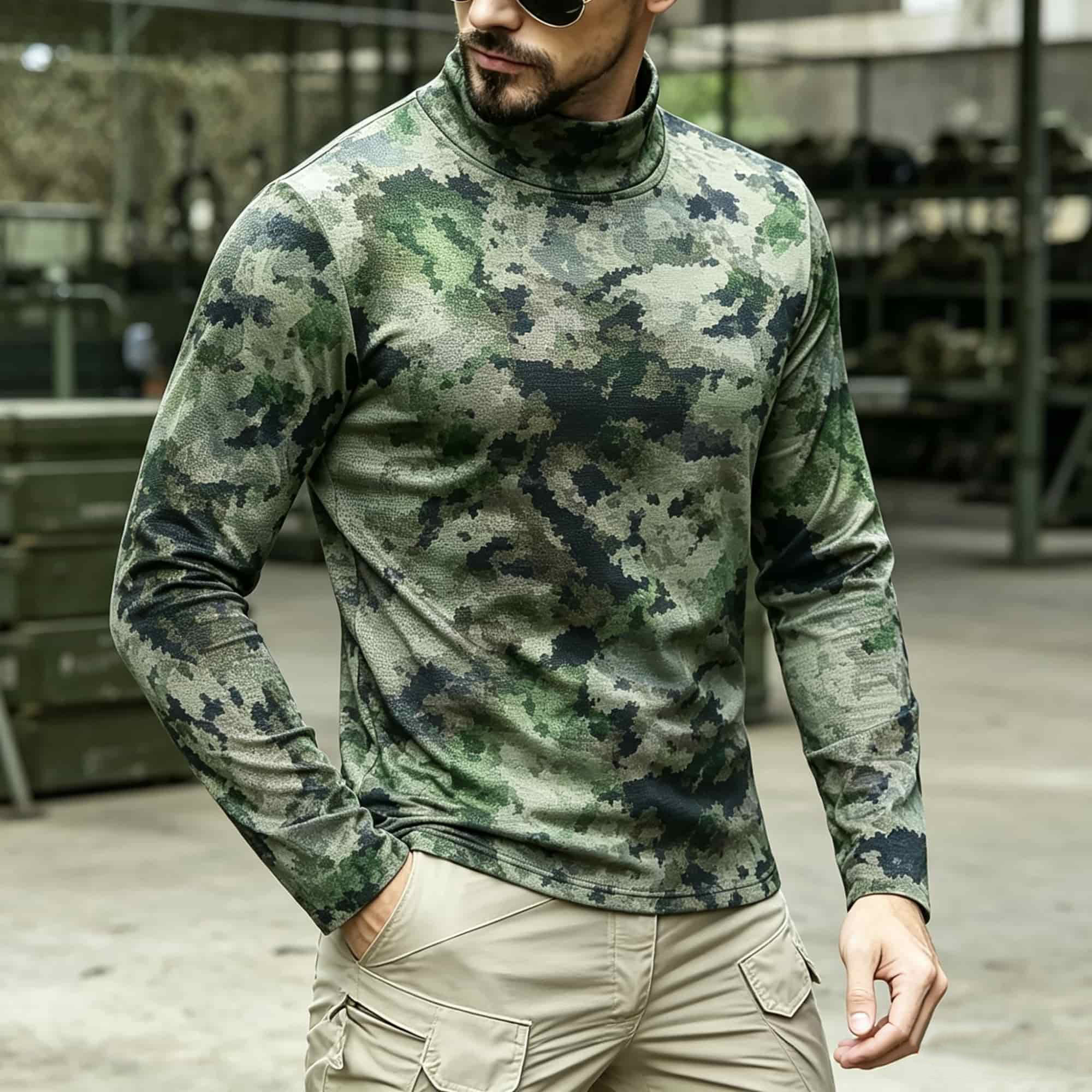 Men Tactical Camouflage Print  - Base Layer Top 评论和价格