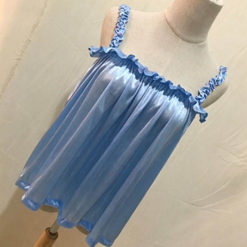 Summer Soft Silky Glossy Ruffl - Suspender Tank Top 评论和价格