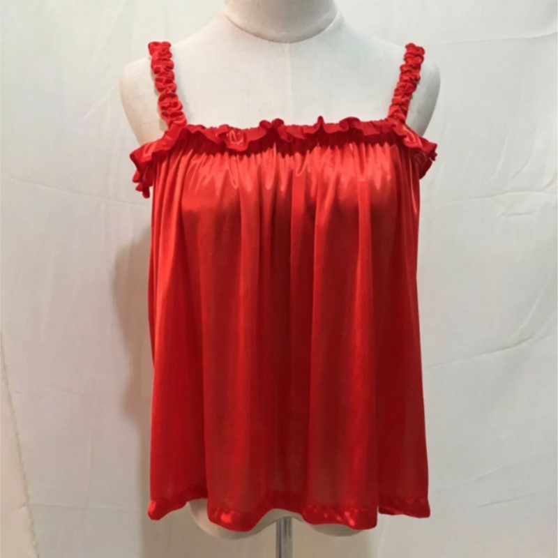 Summer Soft Silky Glossy Ruffl - Suspender Tank Top 评论和价格