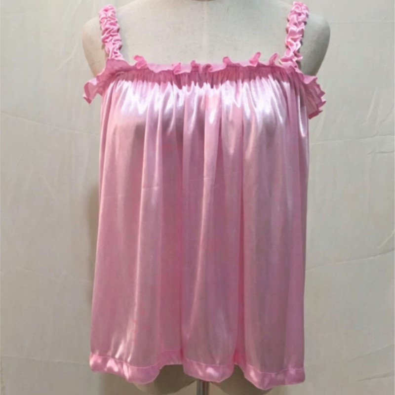 Summer Soft Silky Glossy Ruffl - Suspender Tank Top 评论和价格