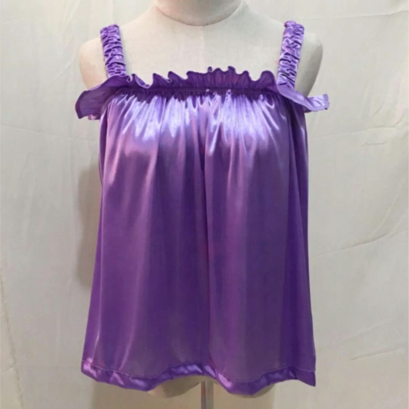 Summer Soft Silky Glossy Ruffl - Suspender Tank Top 评论和价格